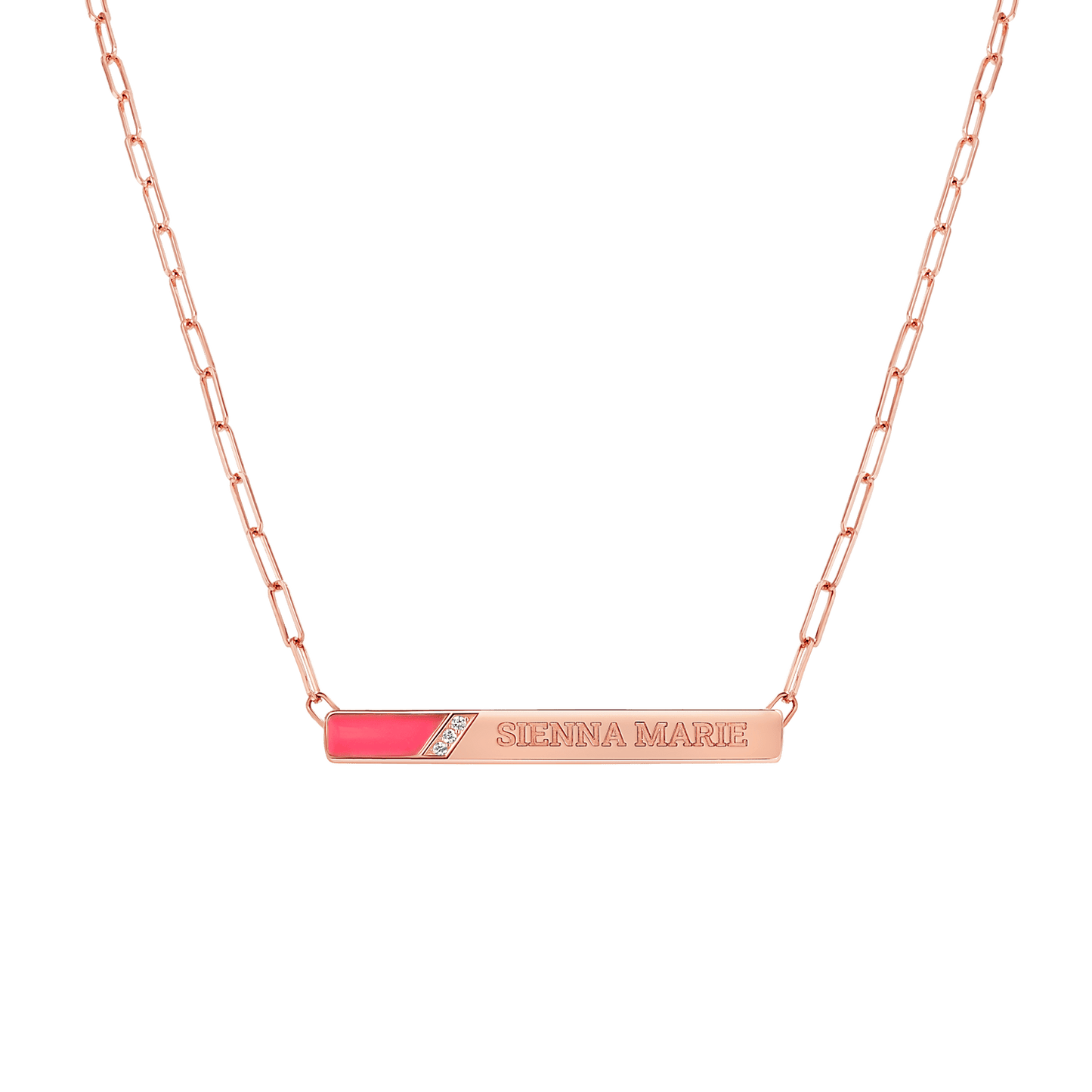 Slash Engravable Necklace with Diamond Accents - Lotus Diamond
