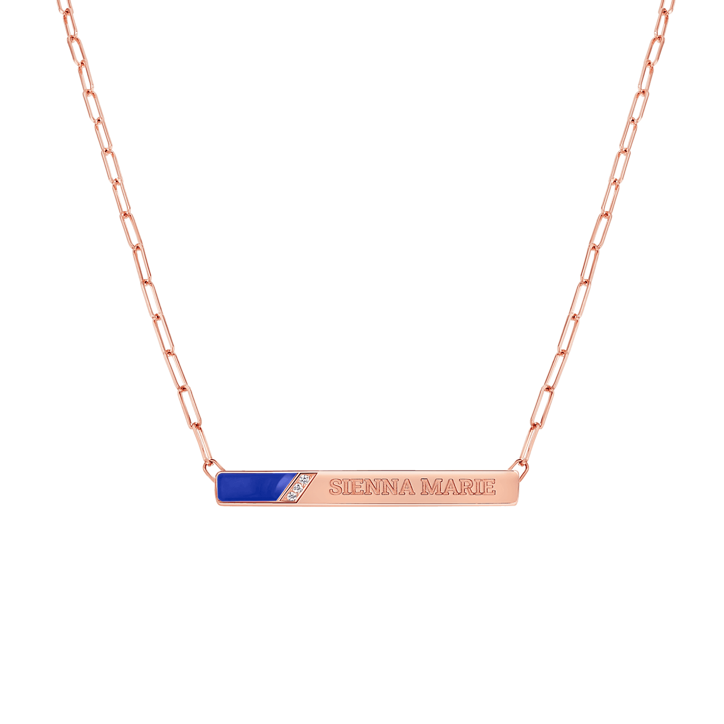 Slash Engravable Necklace with Diamond Accents - Lotus Diamond