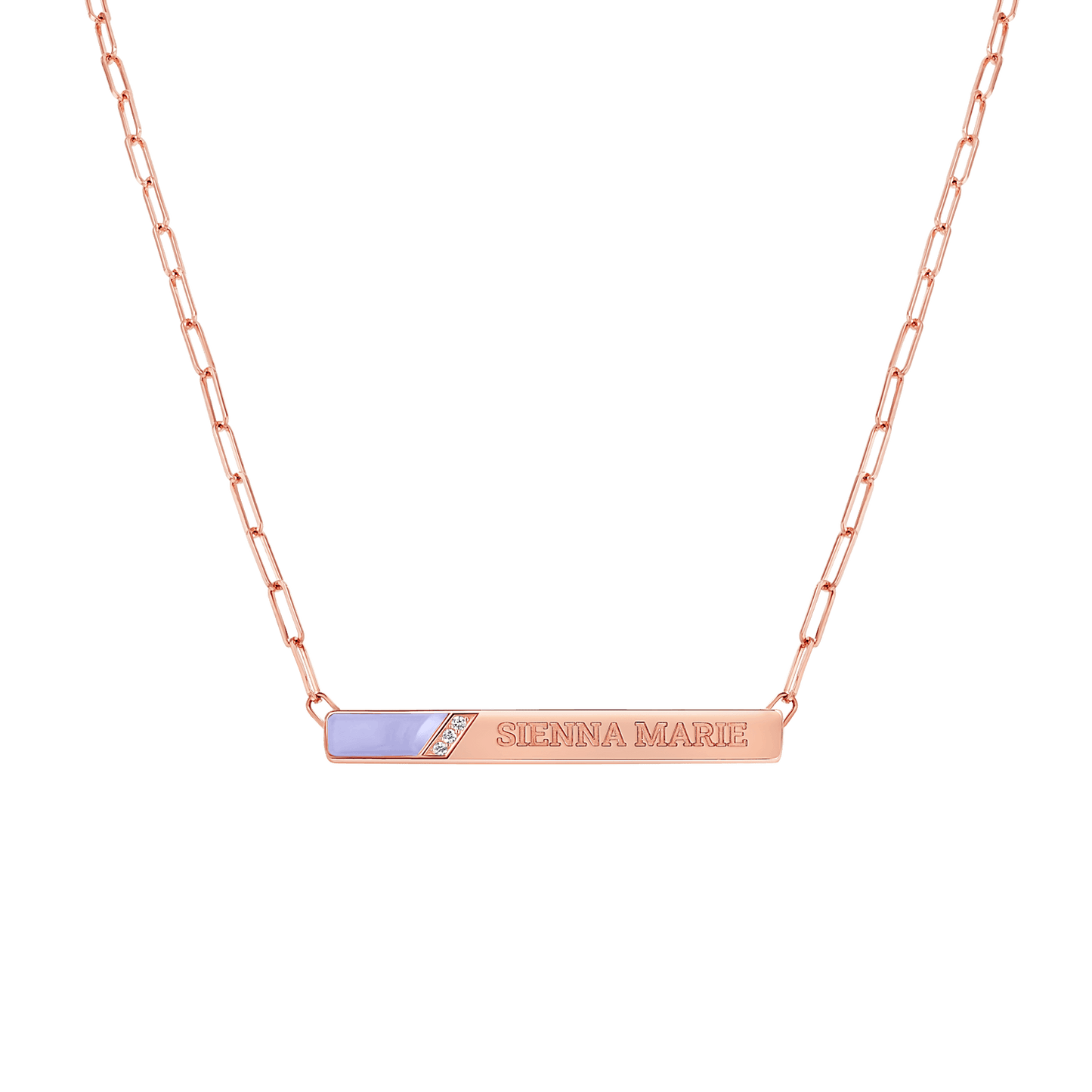Slash Engravable Necklace with Diamond Accents - Lotus Diamond