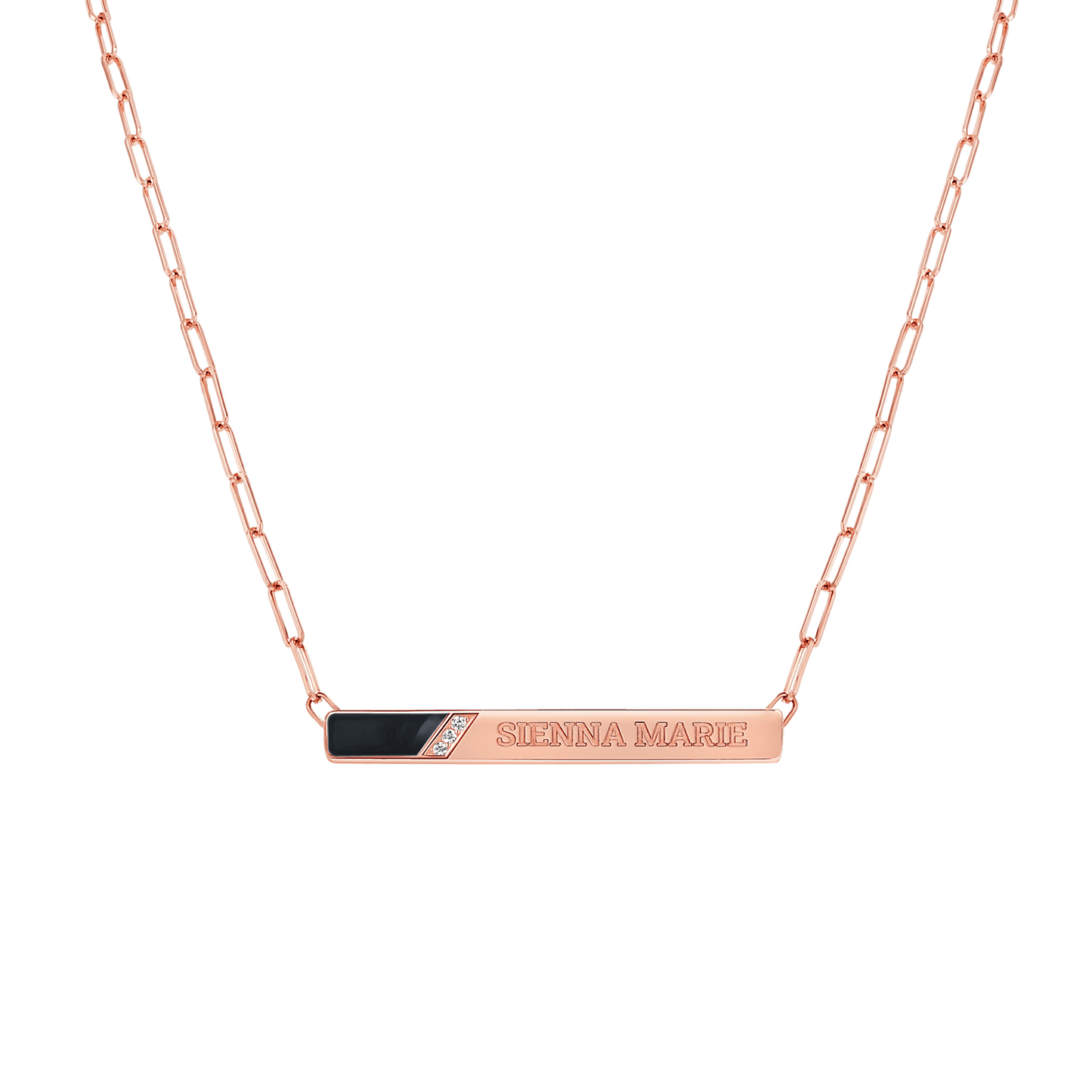 Slash Engravable Necklace with Diamond Accents - Lotus Diamond