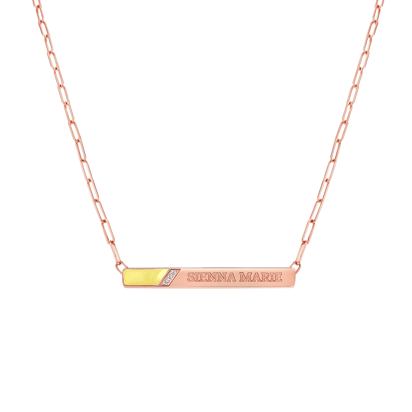 Slash Engravable Necklace with Diamond Accents - Lotus Diamond