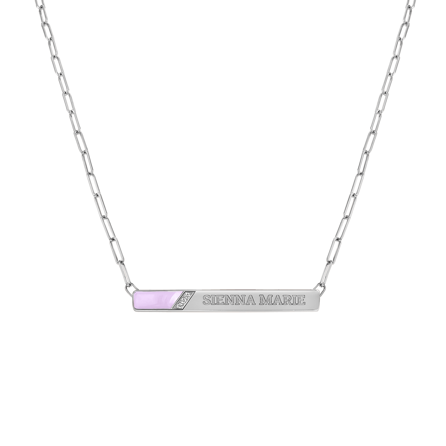 Slash Engravable Necklace with Diamond Accents - Lotus Diamond