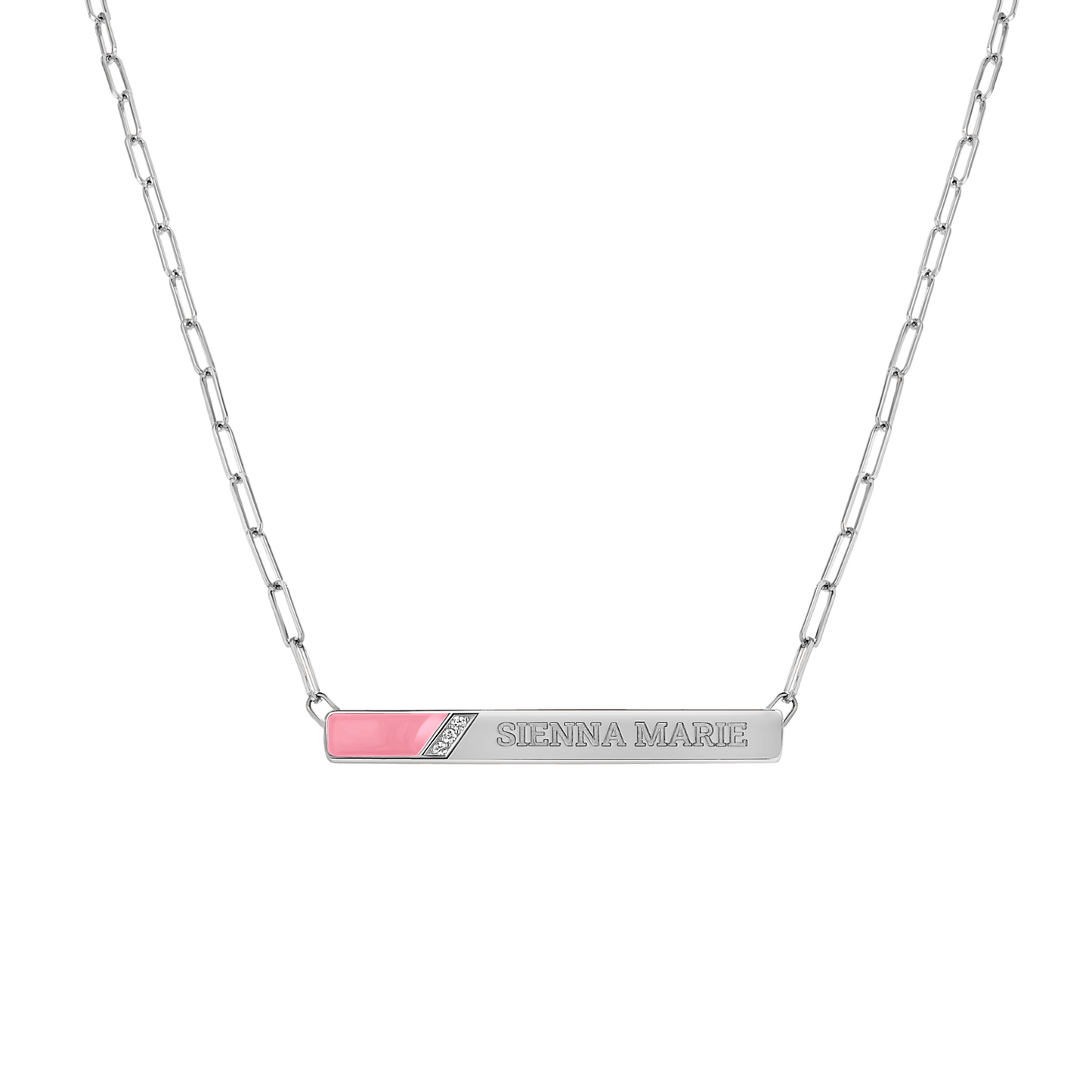 Slash Engravable Necklace with Diamond Accents - Lotus Diamond