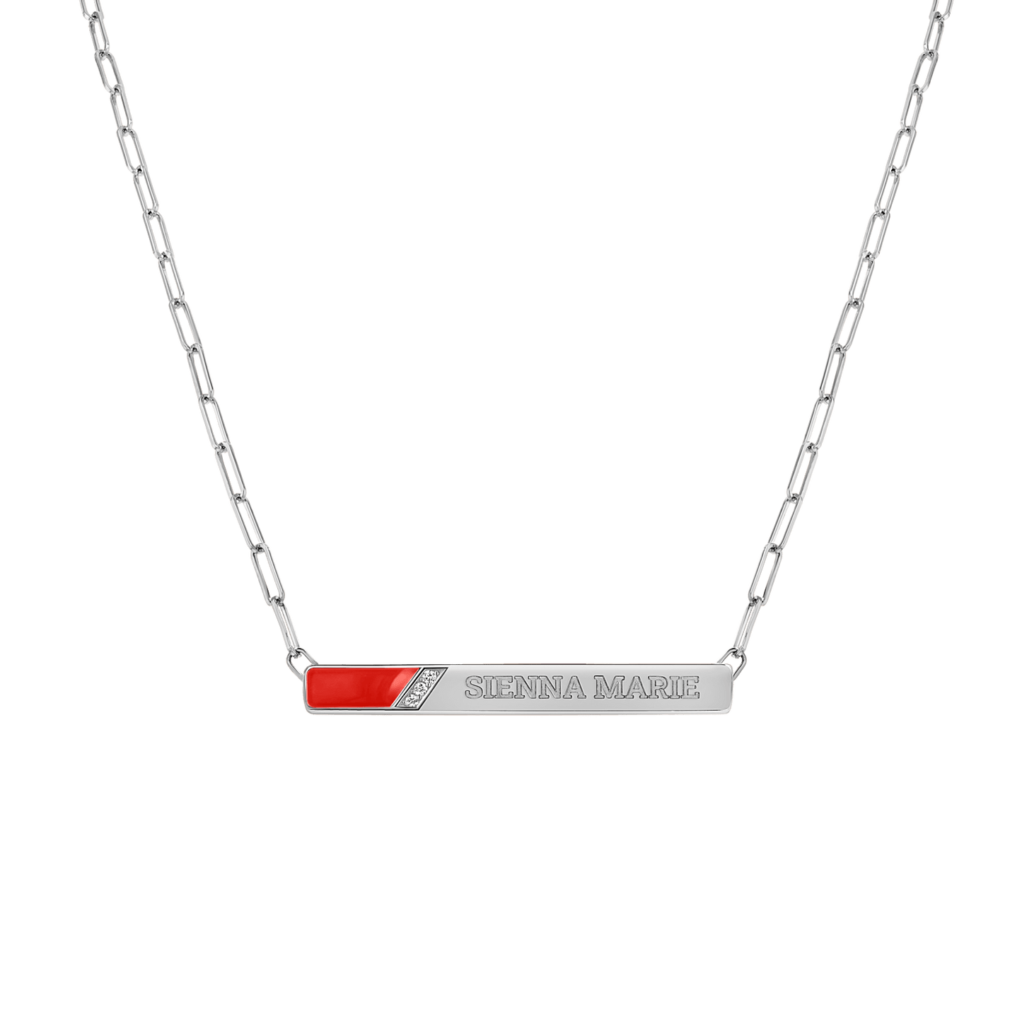 Slash Engravable Necklace with Diamond Accents - Lotus Diamond
