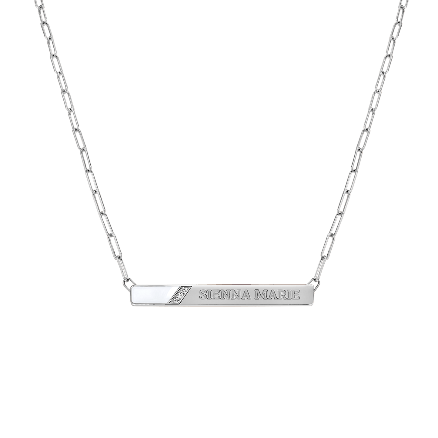 Slash Engravable Necklace with Diamond Accents - Lotus Diamond