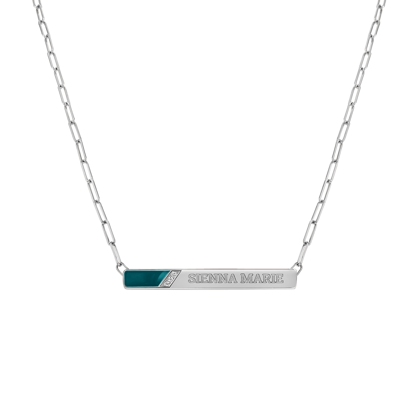 Slash Engravable Necklace with Diamond Accents - Lotus Diamond