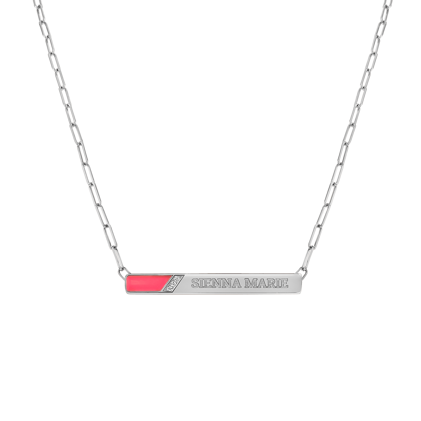 Slash Engravable Necklace with Diamond Accents - Lotus Diamond