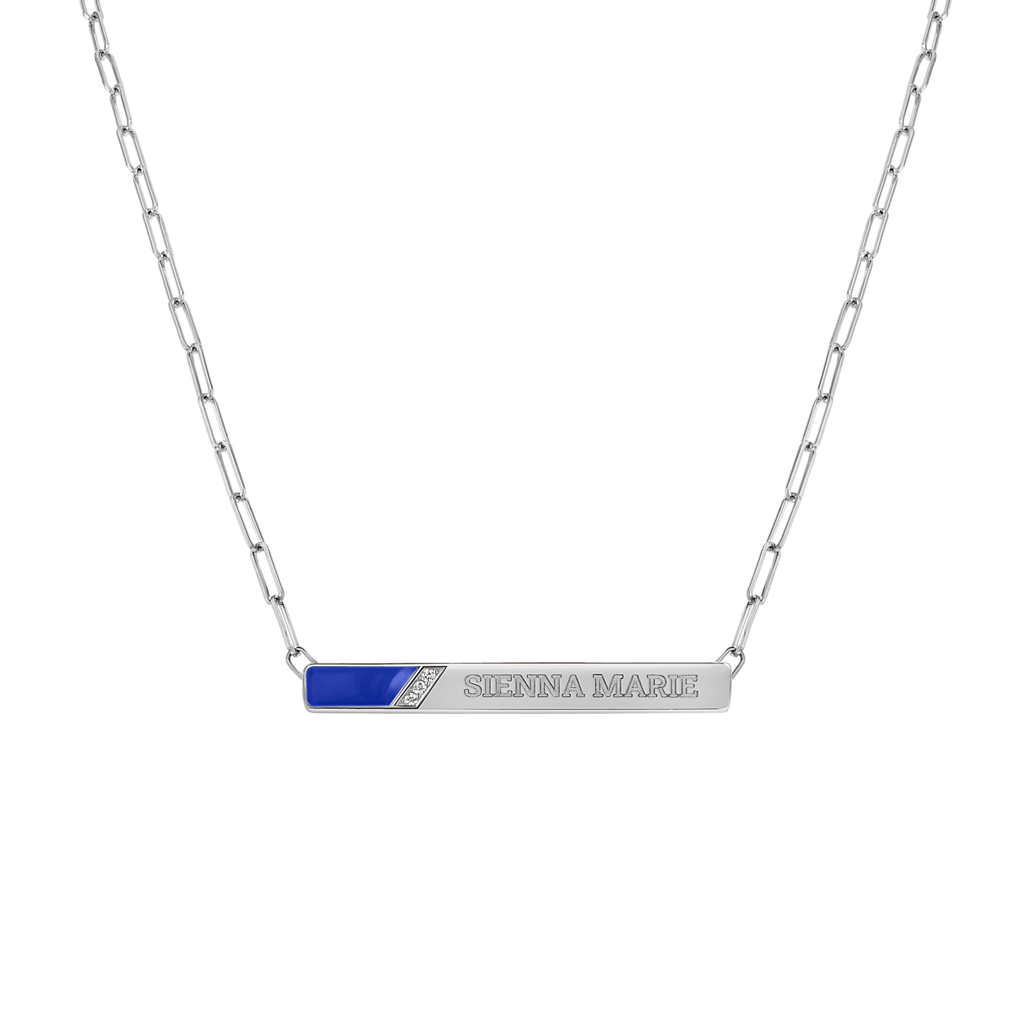 Slash Engravable Necklace with Diamond Accents - Lotus Diamond