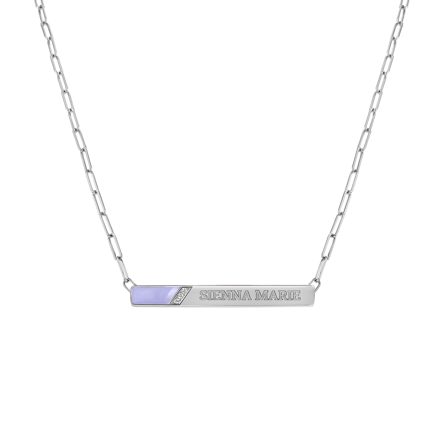 Slash Engravable Necklace with Diamond Accents - Lotus Diamond