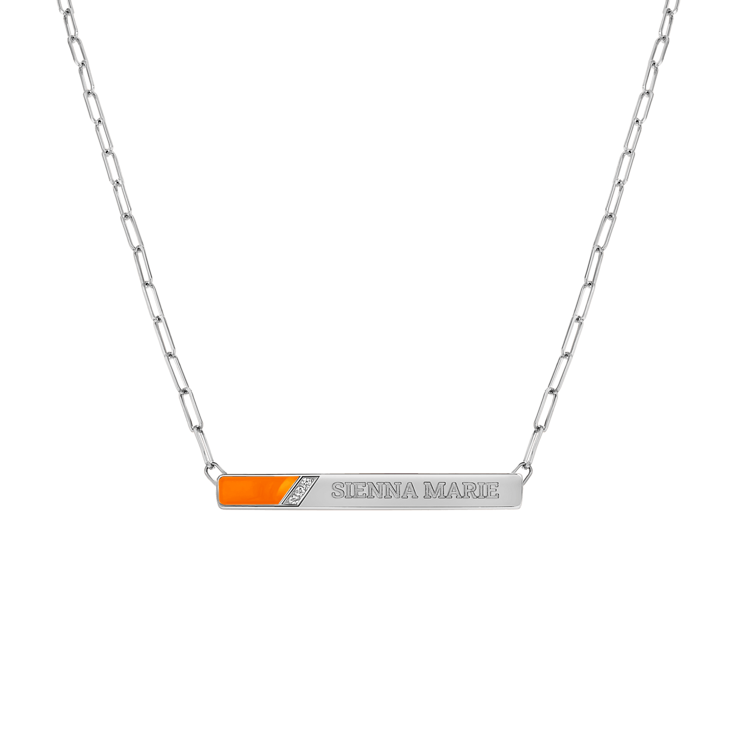 Slash Engravable Necklace with Diamond Accents - Lotus Diamond