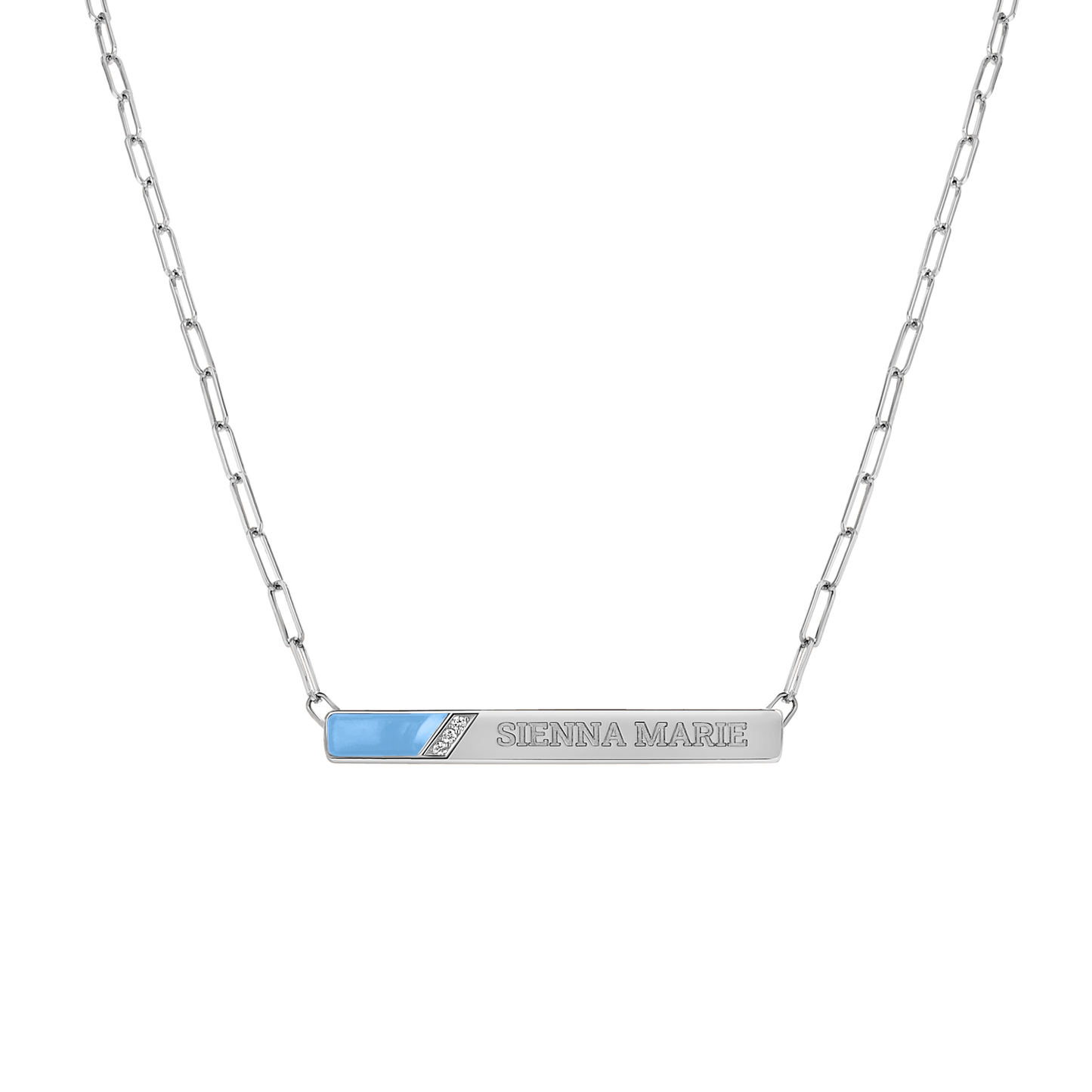 Slash Engravable Necklace with Diamond Accents - Lotus Diamond