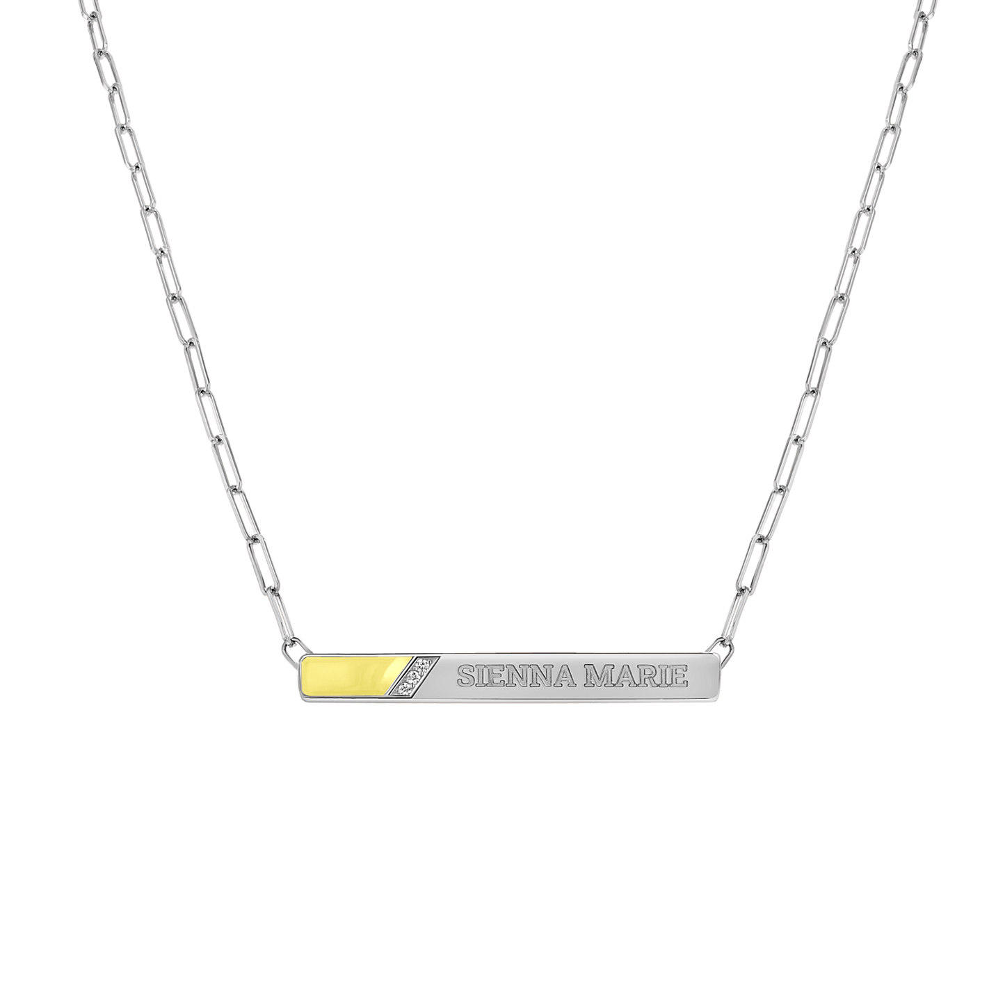 Slash Engravable Necklace with Diamond Accents - Lotus Diamond