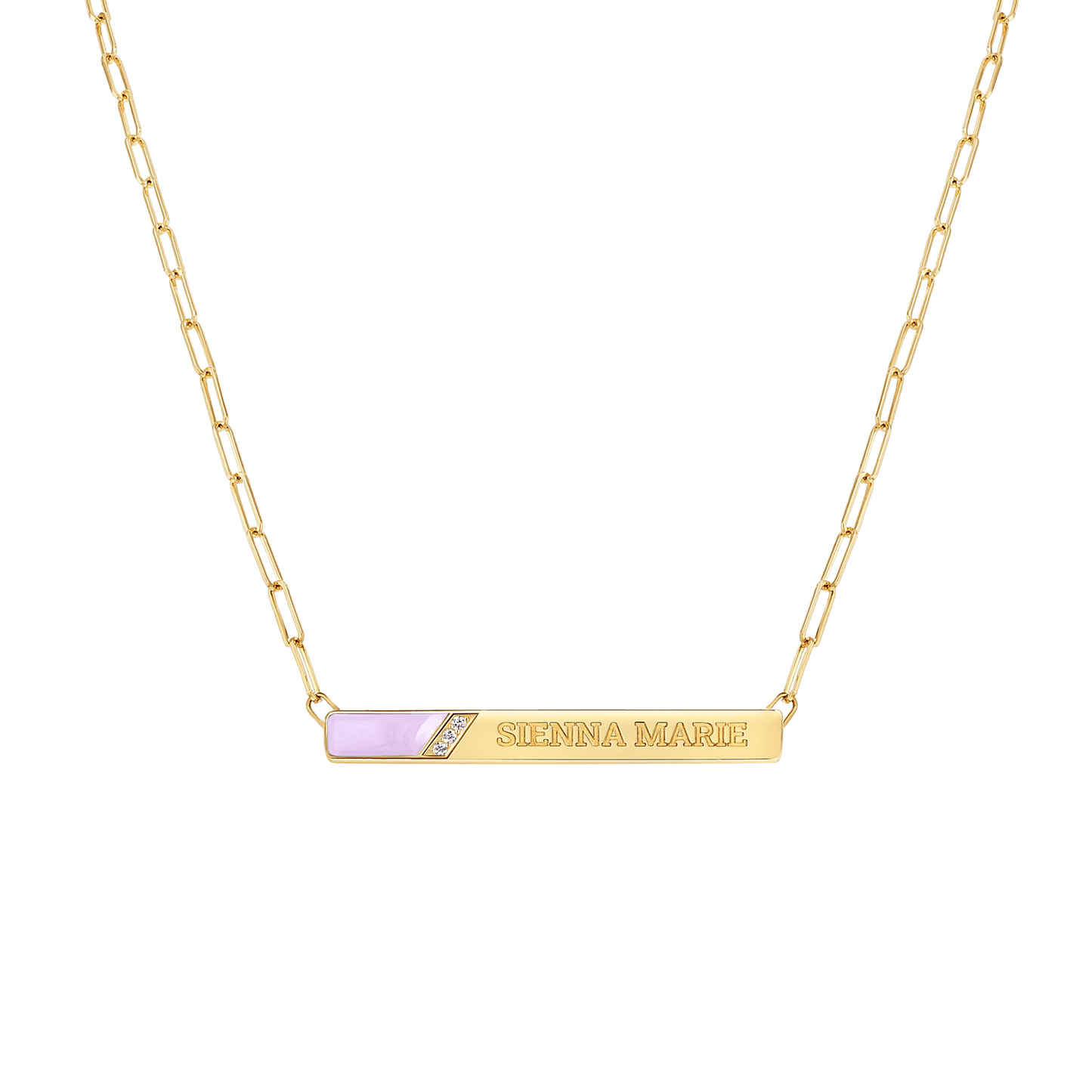 Slash Engravable Necklace with Diamond Accents - Lotus Diamond