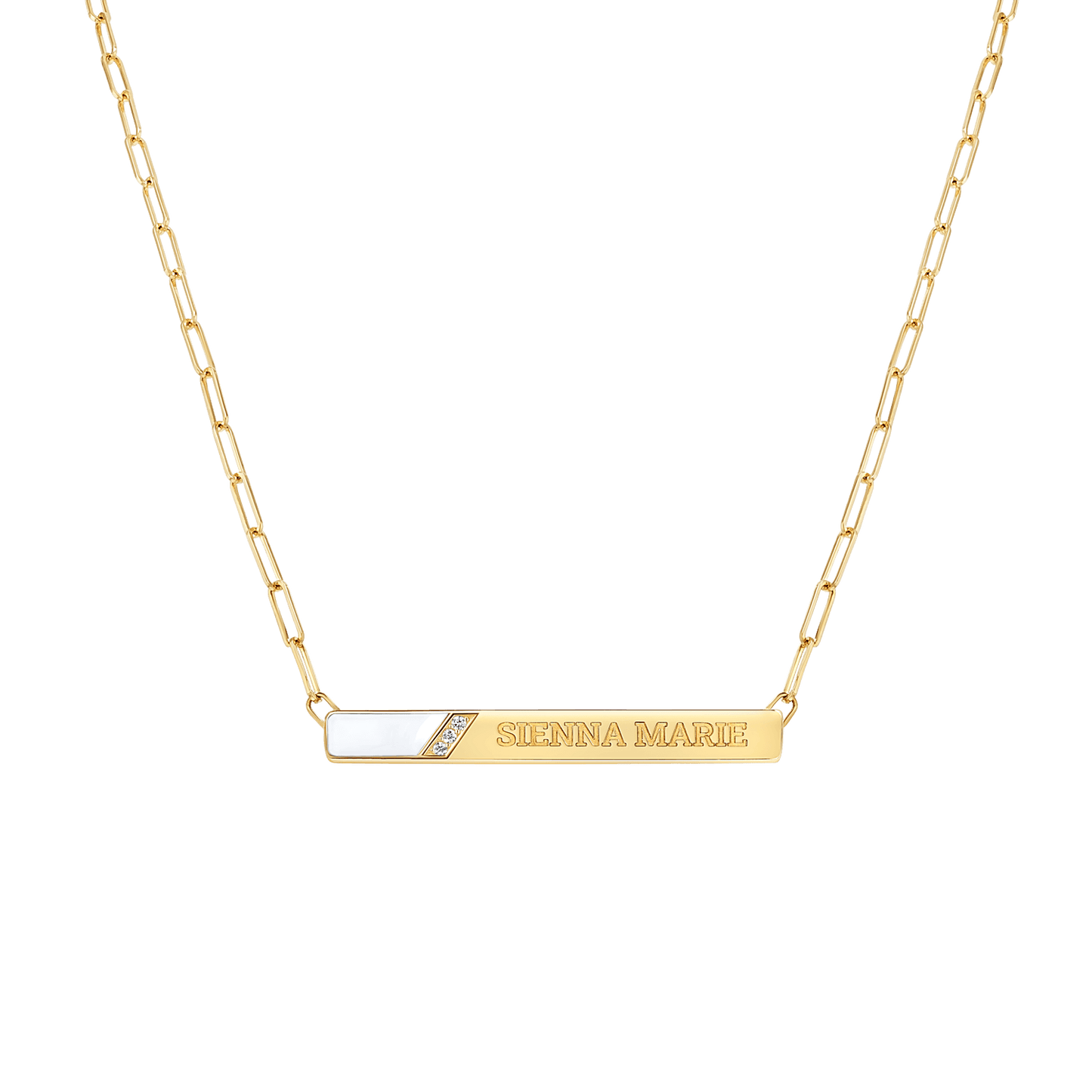 Slash Engravable Necklace with Diamond Accents - Lotus Diamond