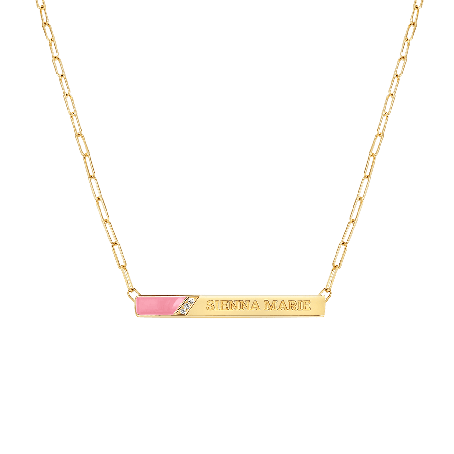 Slash Engravable Necklace with Diamond Accents - Lotus Diamond