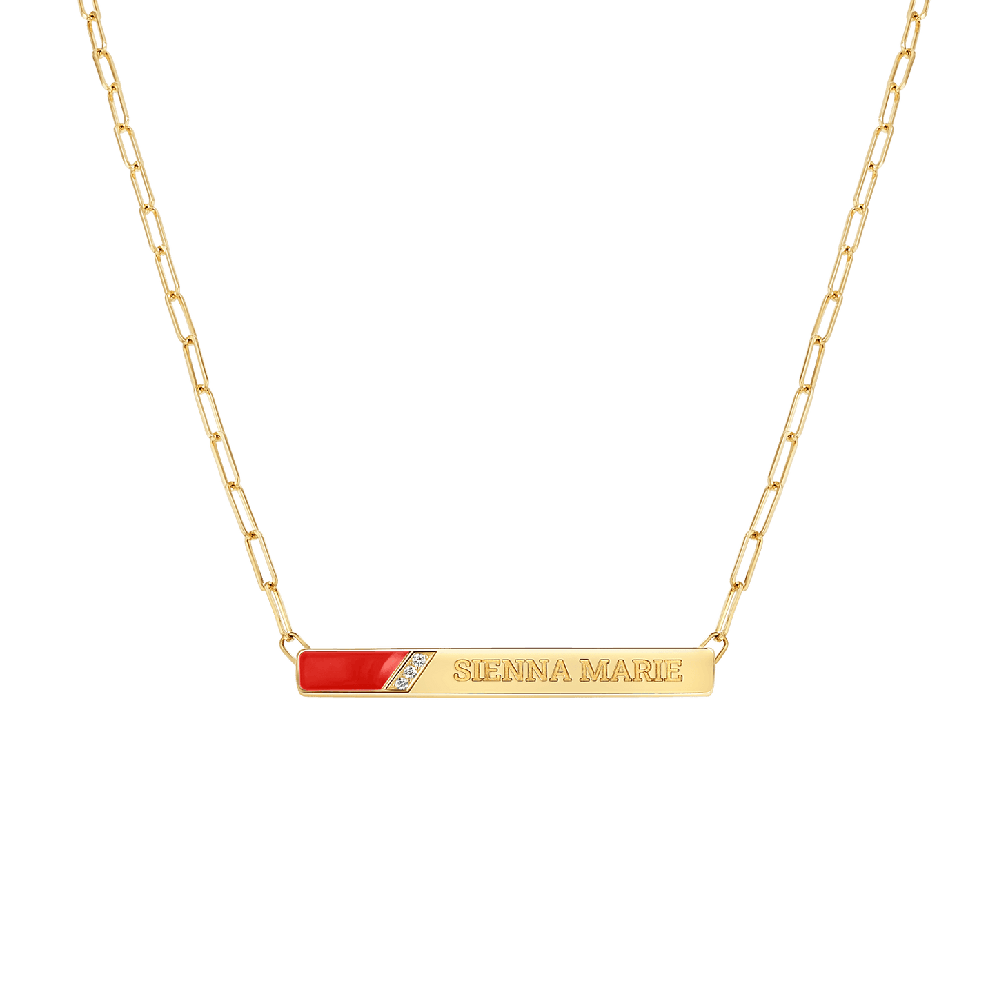 Slash Engravable Necklace with Diamond Accents - Lotus Diamond
