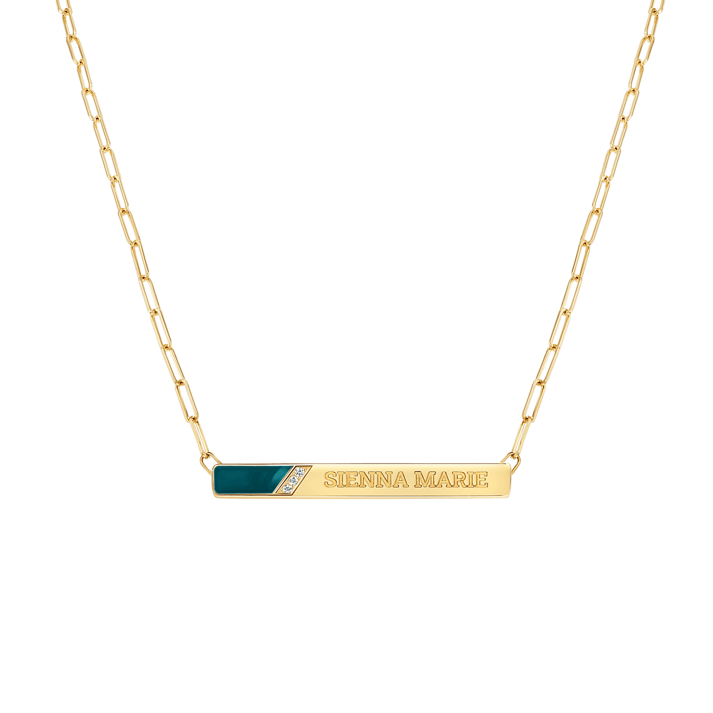 Slash Engravable Necklace with Diamond Accents - Lotus Diamond