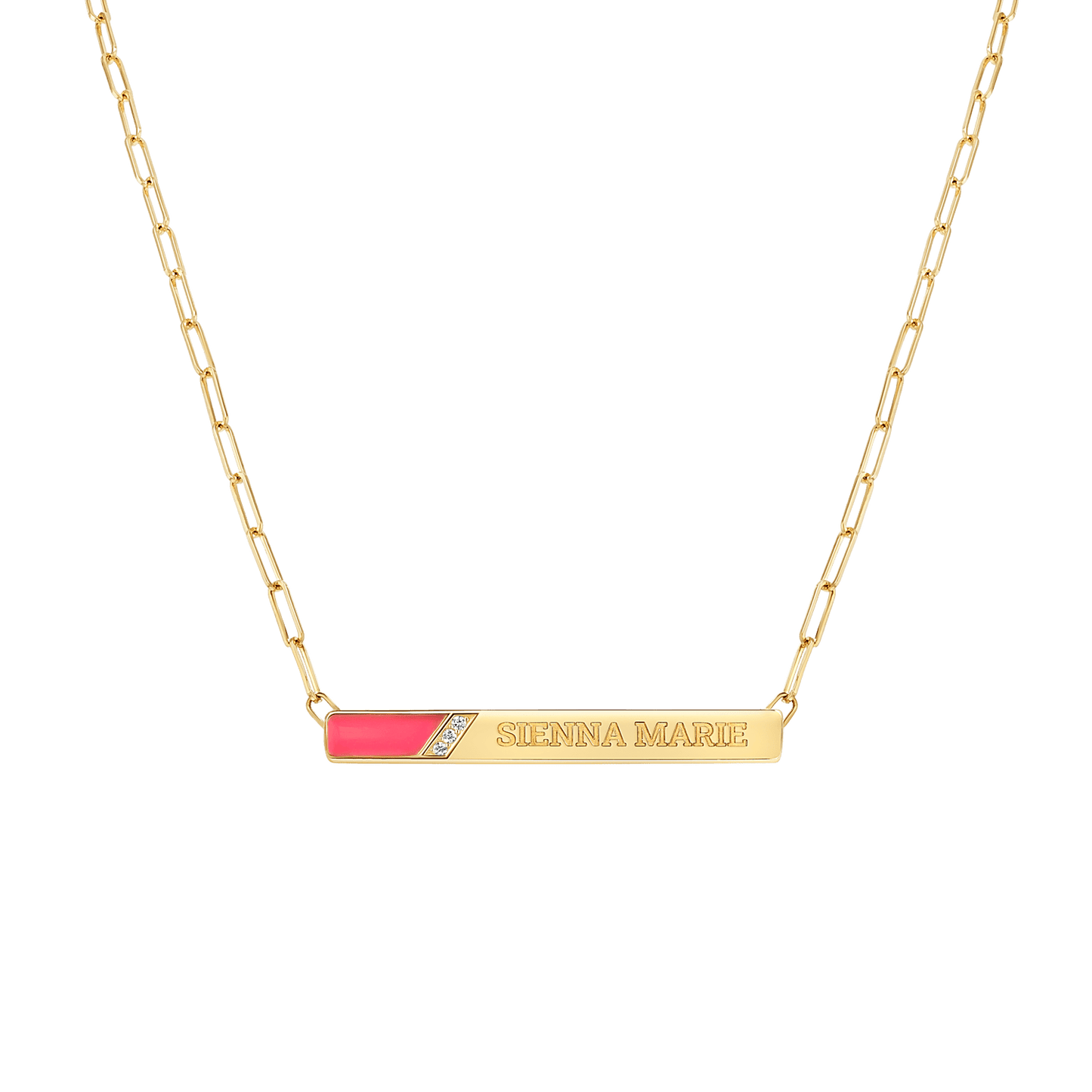 Slash Engravable Necklace with Diamond Accents - Lotus Diamond