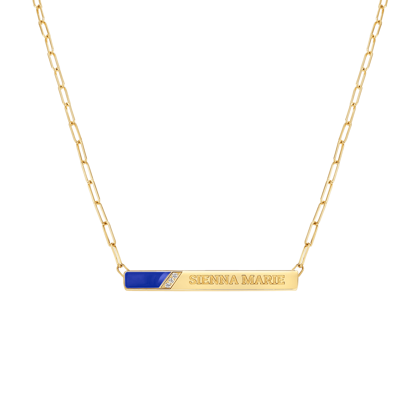Slash Engravable Necklace with Diamond Accents - Lotus Diamond