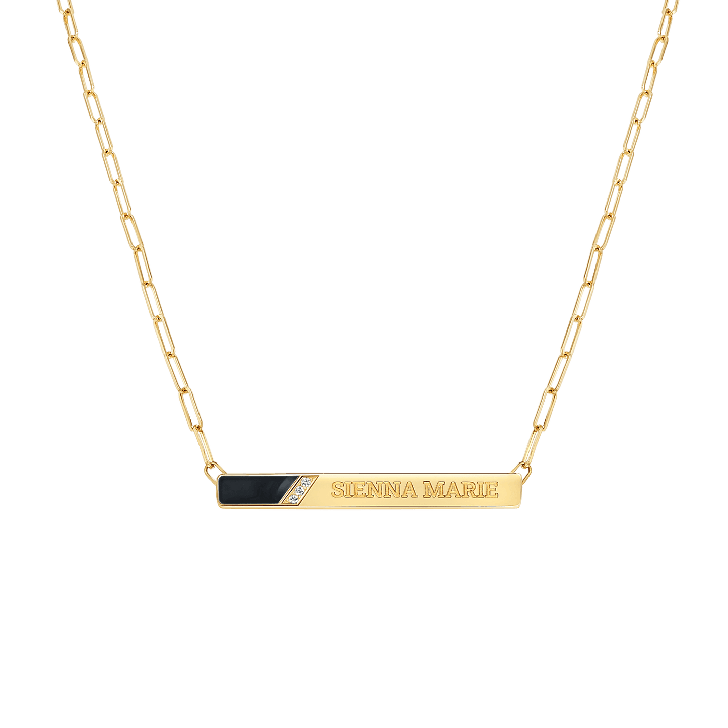 Slash Engravable Necklace with Diamond Accents - Lotus Diamond