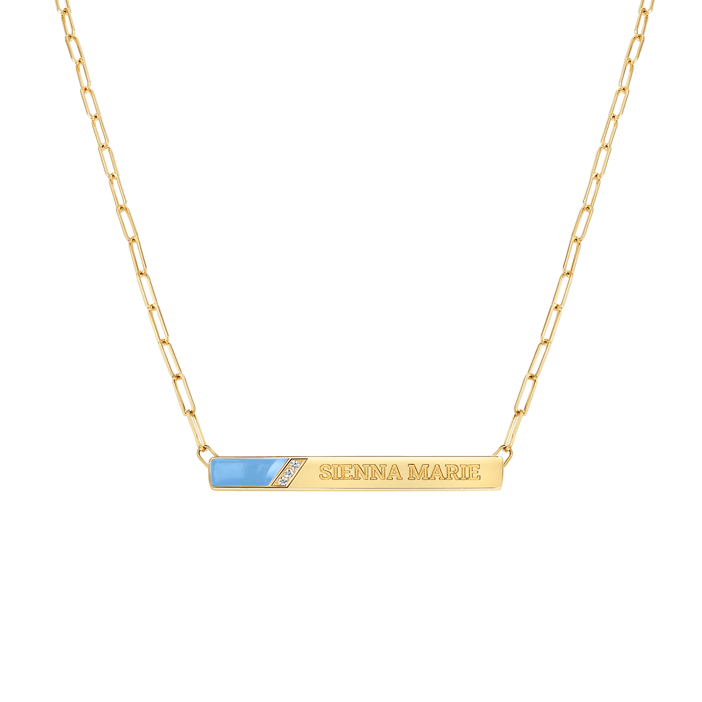 Slash Engravable Necklace with Diamond Accents - Lotus Diamond