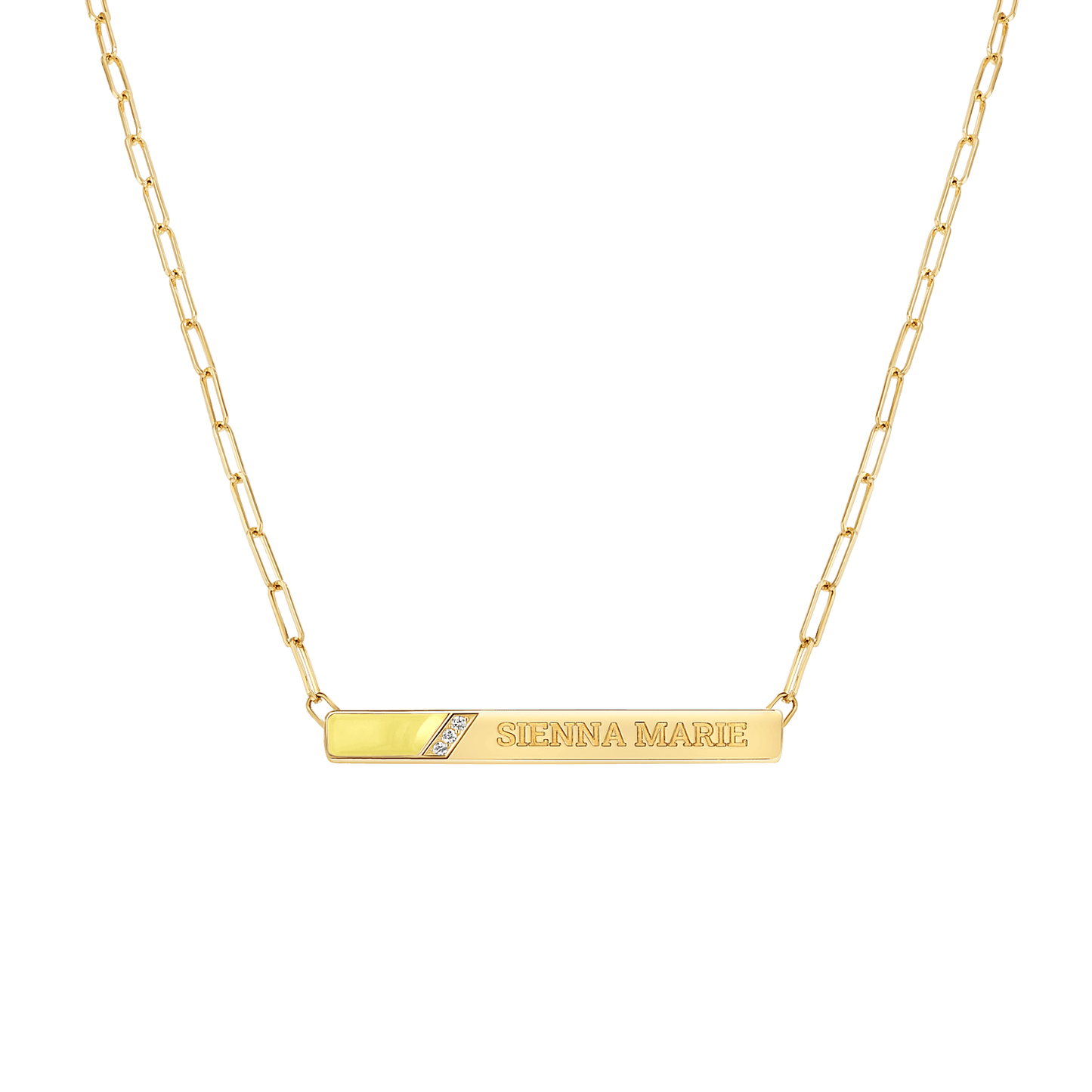 Slash Engravable Necklace with Diamond Accents - Lotus Diamond