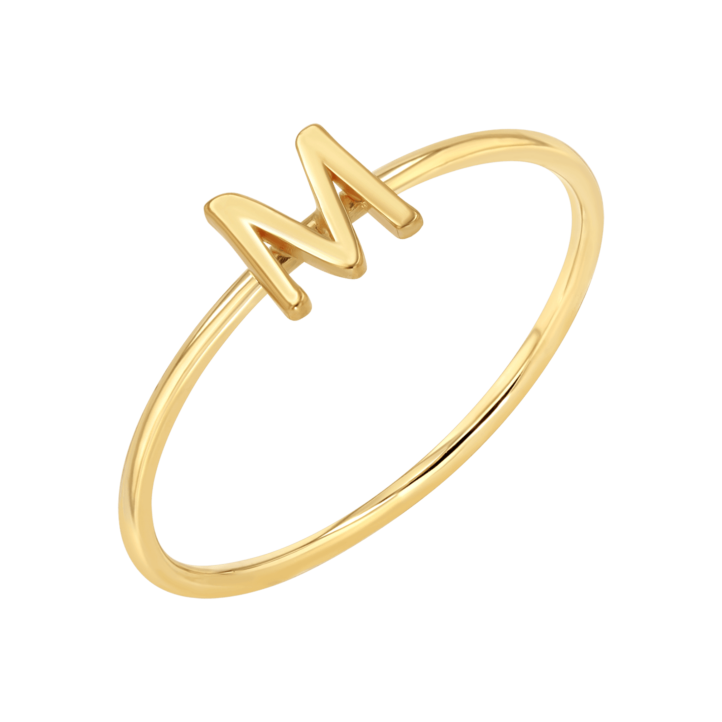 Solid Initial Letter Ring - Lotus Diamond