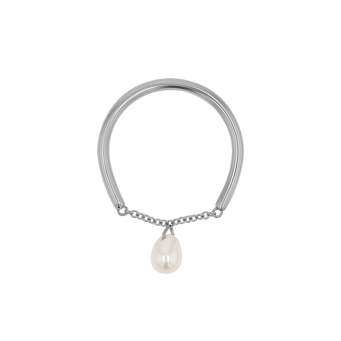 Solitaire Pearl Drop Chain Ring - Lotus Diamond