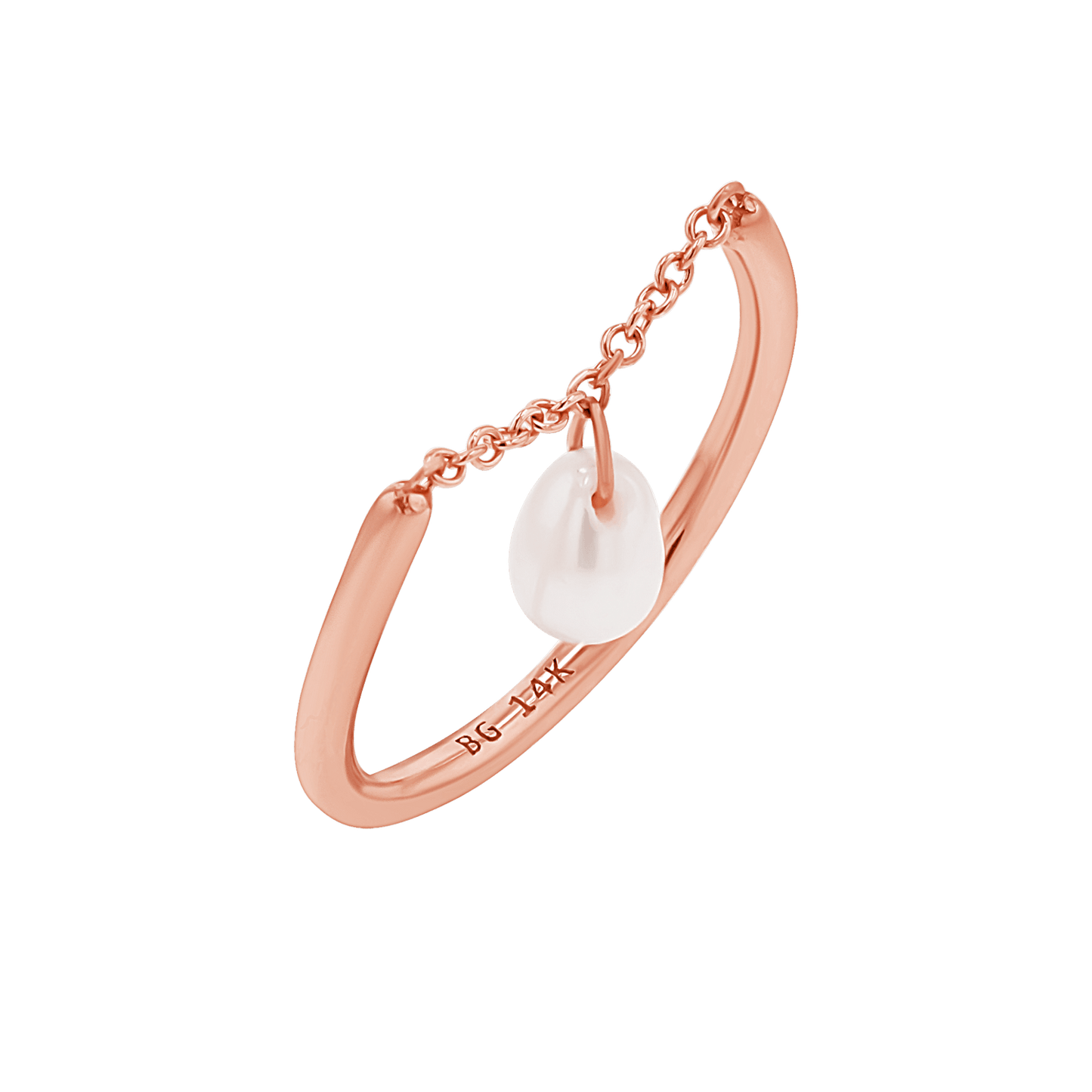 Solitaire Pearl Drop Chain Ring - Lotus Diamond