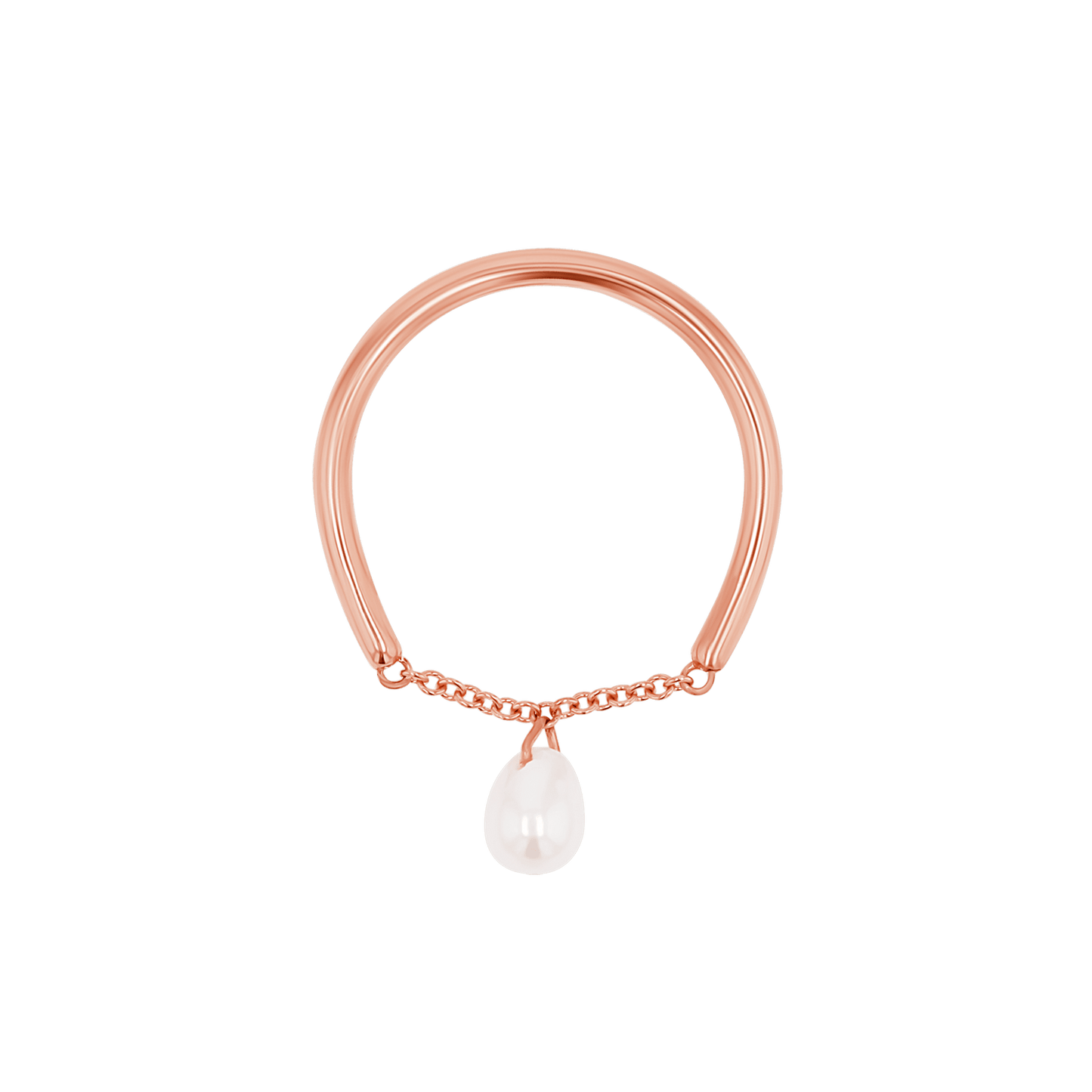 Solitaire Pearl Drop Chain Ring - Lotus Diamond