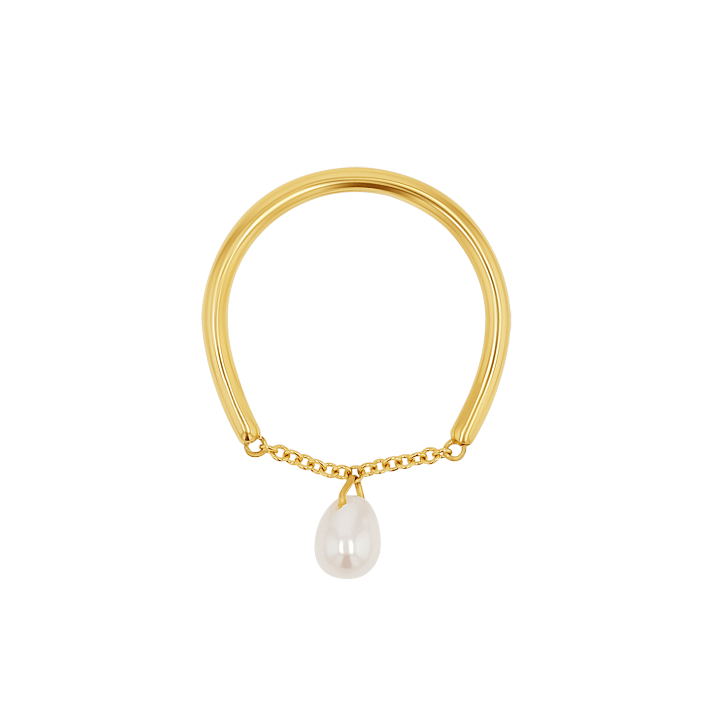 Solitaire Pearl Drop Chain Ring - Lotus Diamond