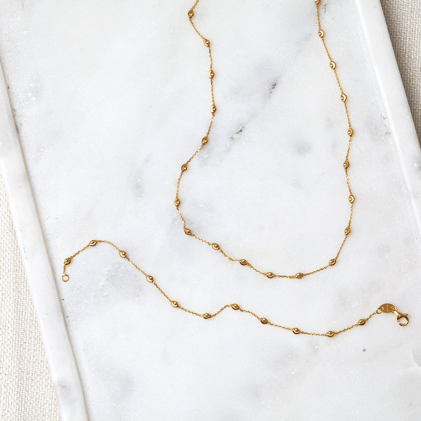 Spaced Mooncut Bead Bracelet - Lotus Diamond