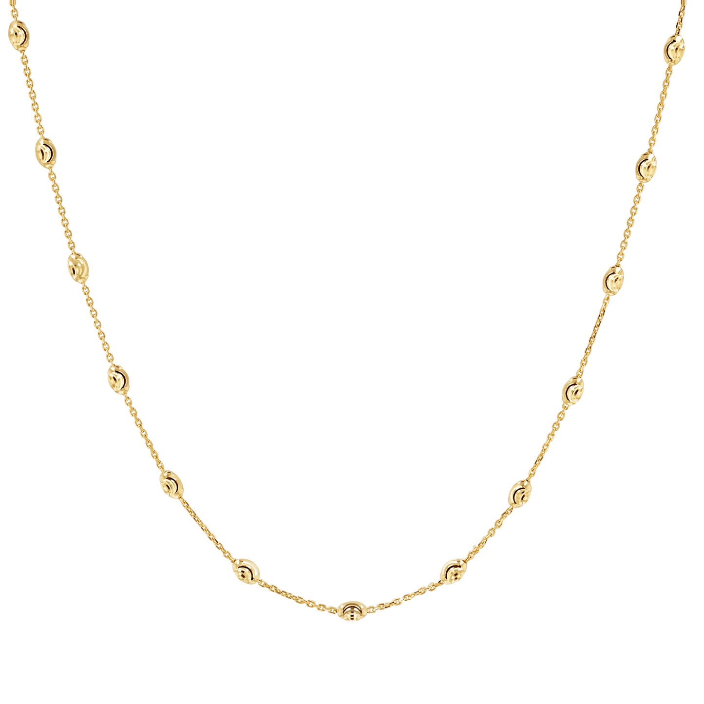 Spaced Mooncut Bead Necklace - Lotus Diamond
