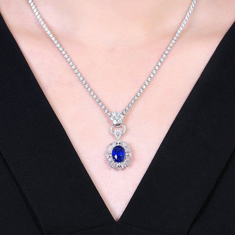 Sri Lanka Natural no - burn Royal Blue Sapphire Ring - Style A - Lotus Diamond