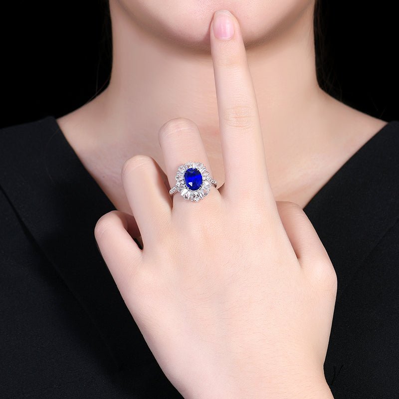 Sri Lanka Natural no - burn Royal Blue Sapphire Ring - Style A - Lotus Diamond