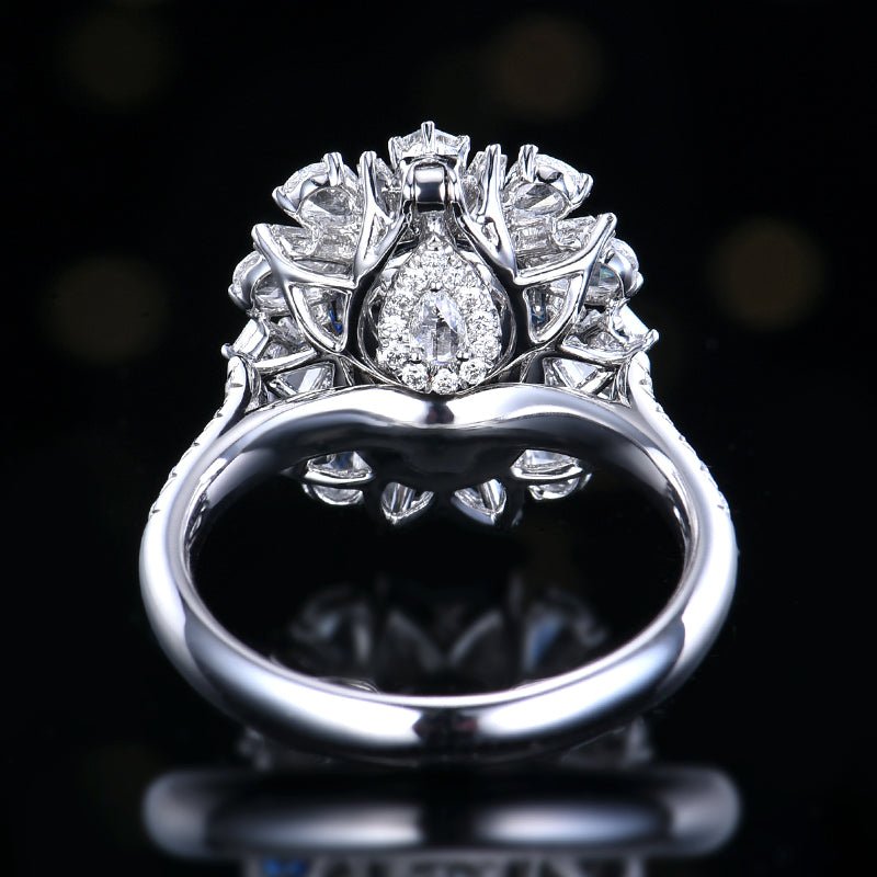 Sri Lanka Natural no - burn Royal Blue Sapphire Ring - Style A - Lotus Diamond