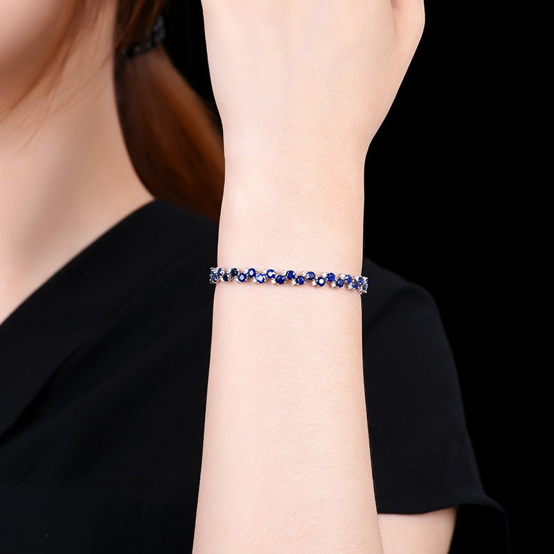 Sri Lanka Natural Royal blue Royal Blue Sapphire Bracelet - Style A - Lotus Diamond