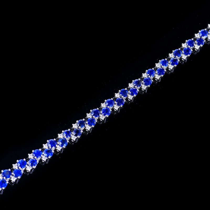 Sri Lanka Natural Royal blue Royal Blue Sapphire Bracelet - Style A - Lotus Diamond
