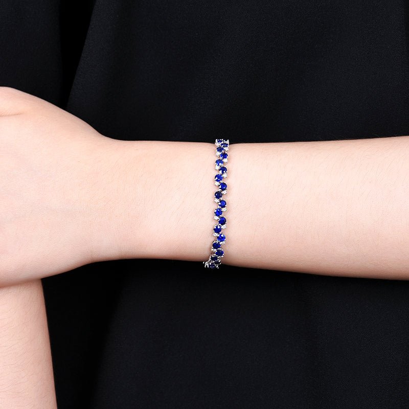 Sri Lanka Natural Royal blue Royal Blue Sapphire Bracelet - Style A - Lotus Diamond