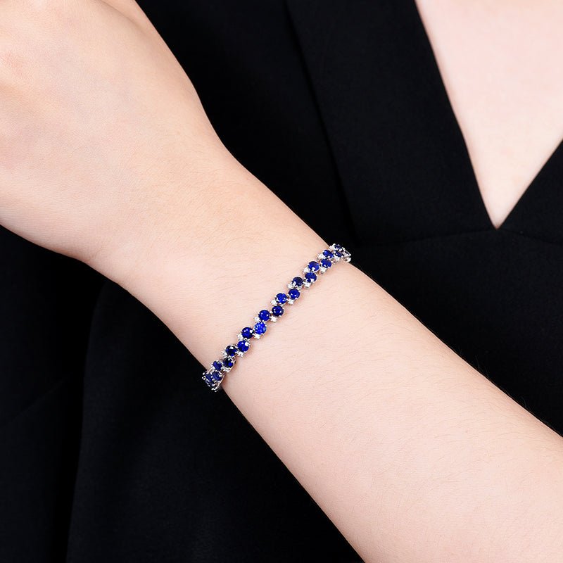 Sri Lanka Natural Royal blue Royal Blue Sapphire Bracelet - Style A - Lotus Diamond