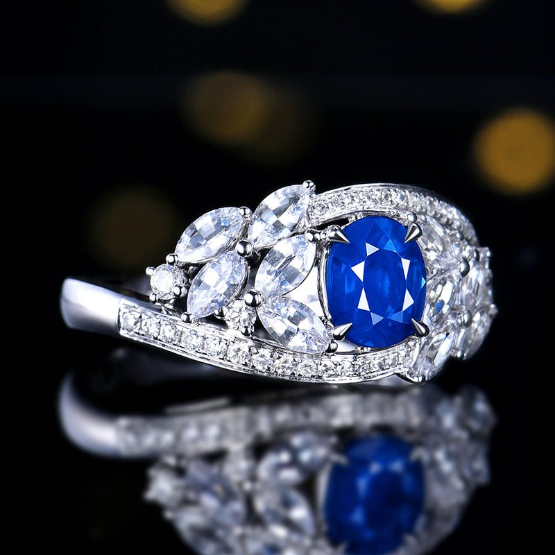Sri Lanka natural Royal blue Royal Blue sapphire ring - Lotus Diamond