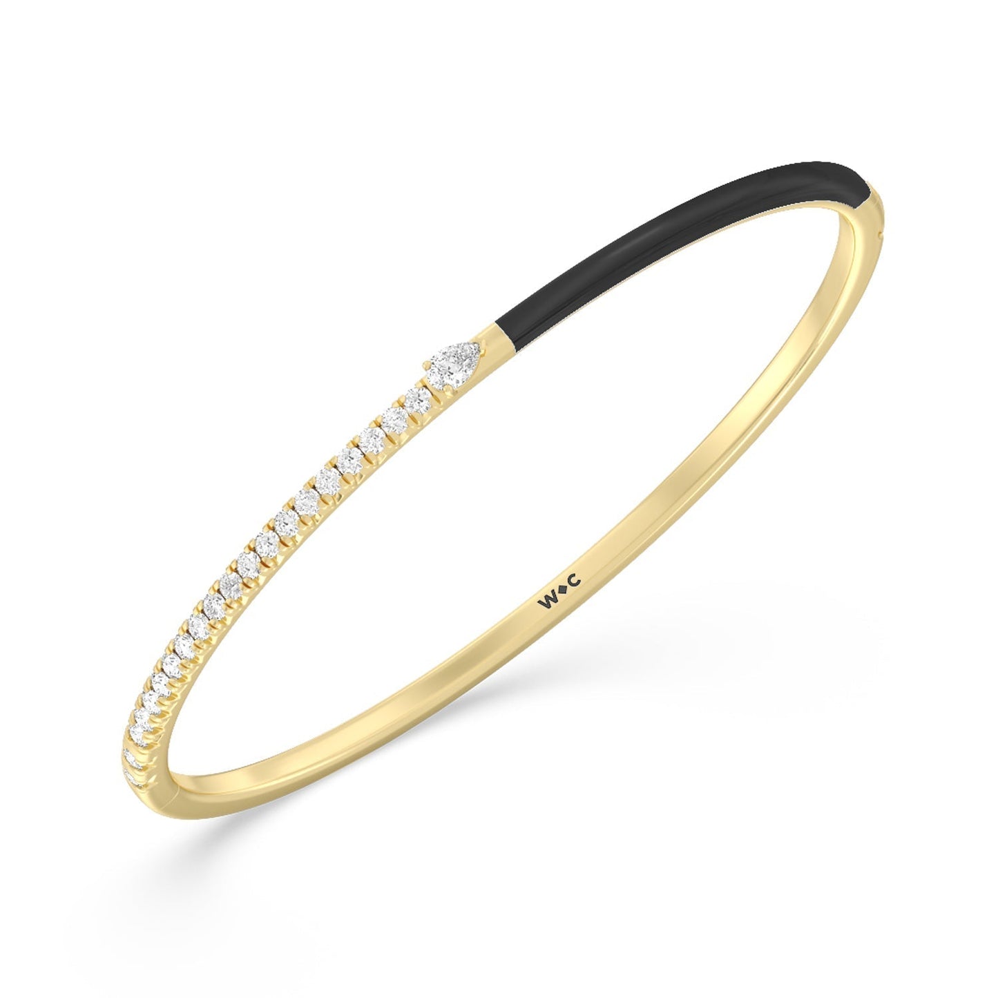 Staple Pear Diamond Bangle in Ceramic - Lotus Diamond