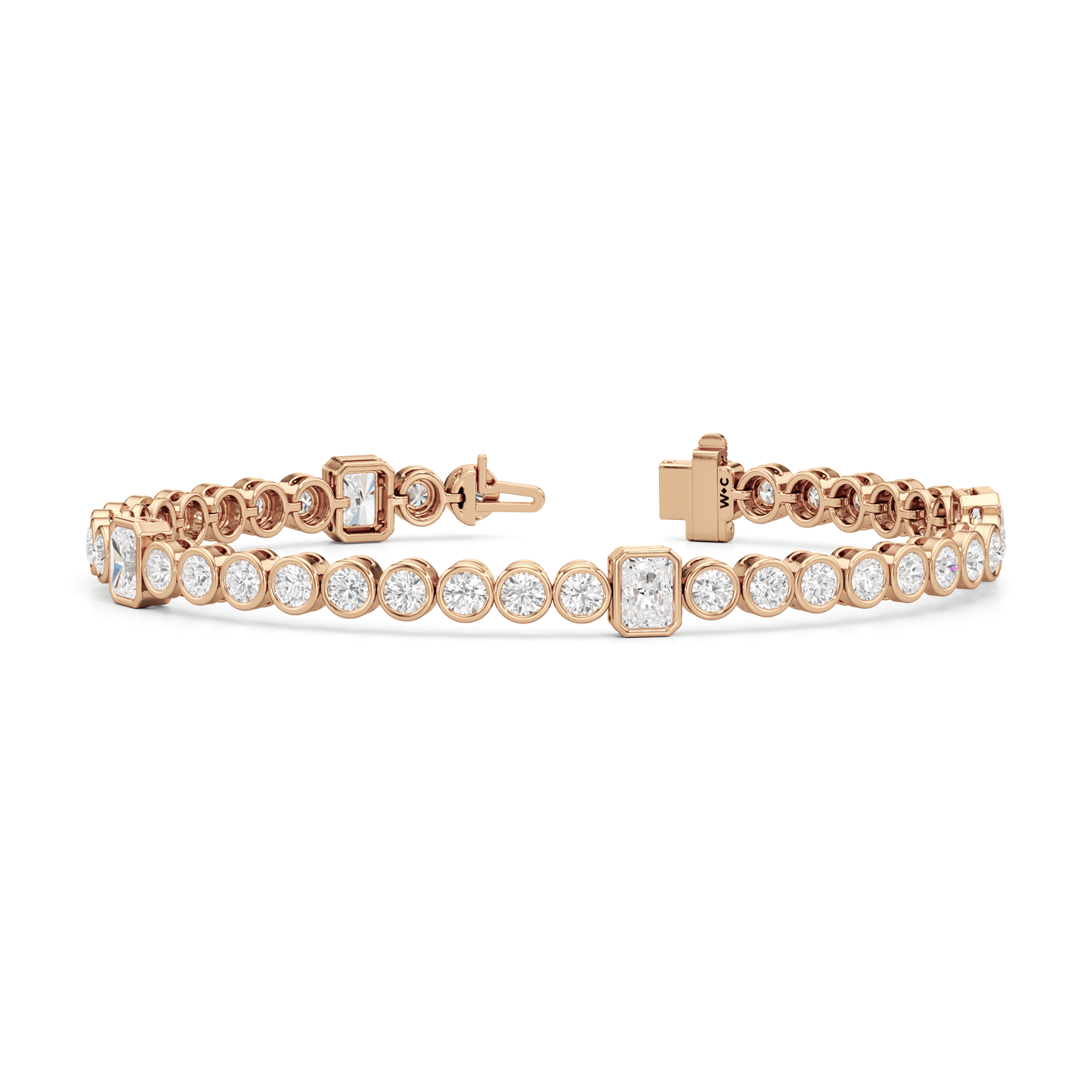 Stationed Radiant Bezel Set Tennis Bracelet - Lotus Diamond