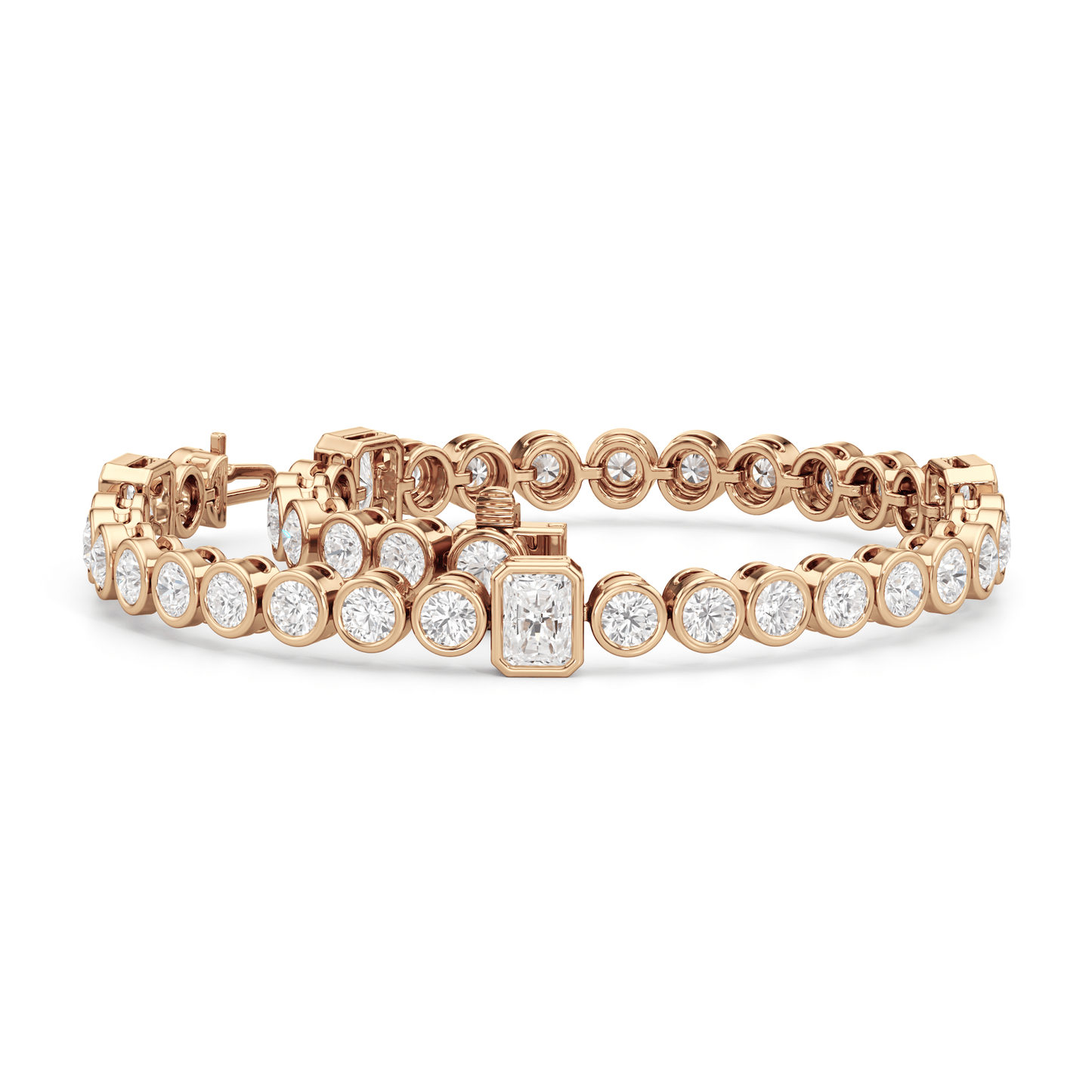 Stationed Radiant Bezel Set Tennis Bracelet - Lotus Diamond