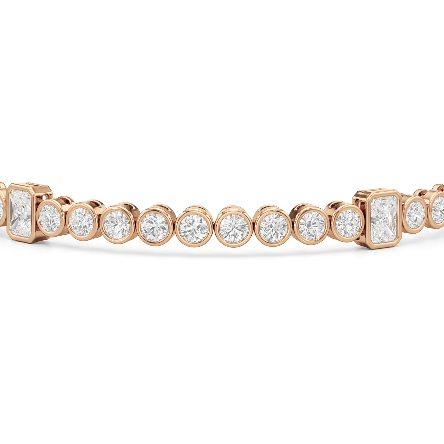 Stationed Radiant Bezel Set Tennis Bracelet - Lotus Diamond