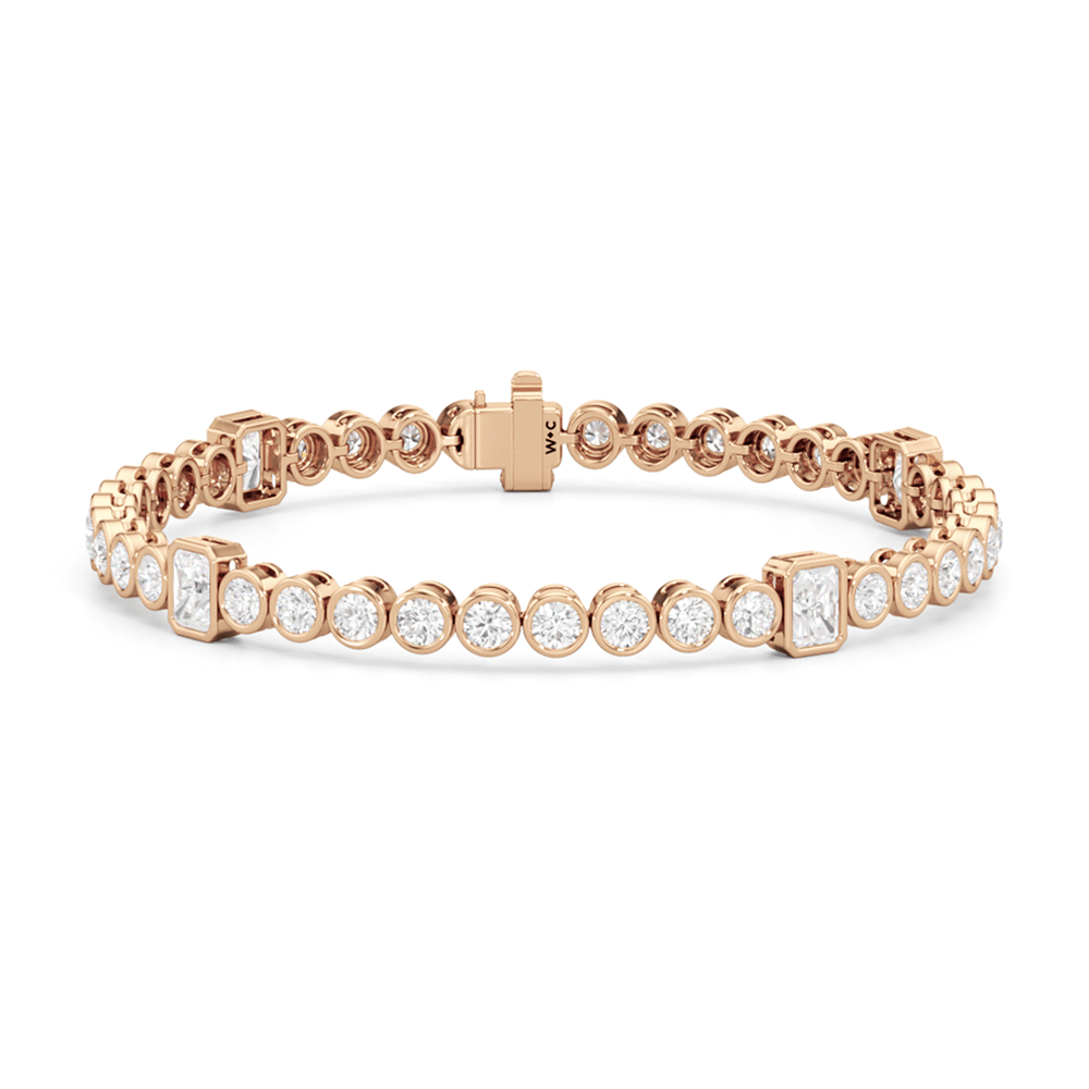 Stationed Radiant Bezel Set Tennis Bracelet - Lotus Diamond