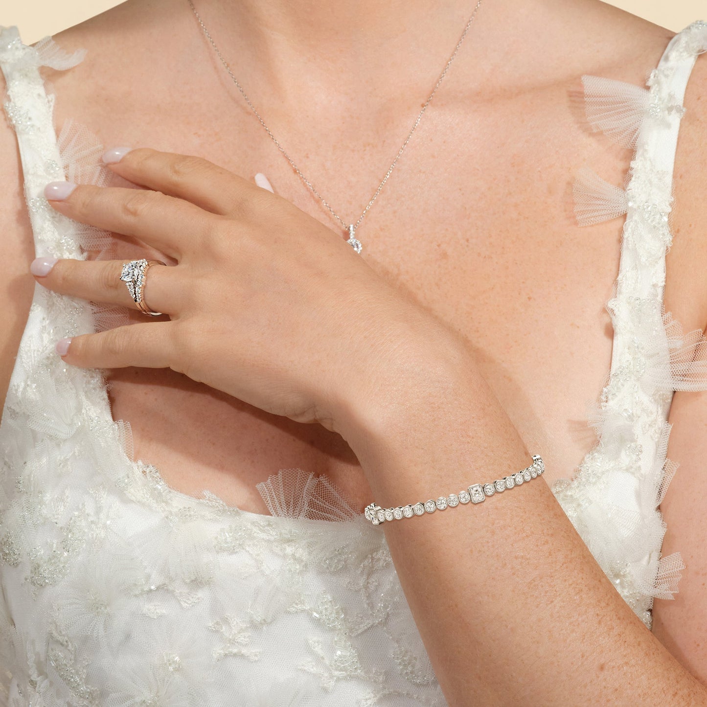 Stationed Radiant Bezel Set Tennis Bracelet - Lotus Diamond