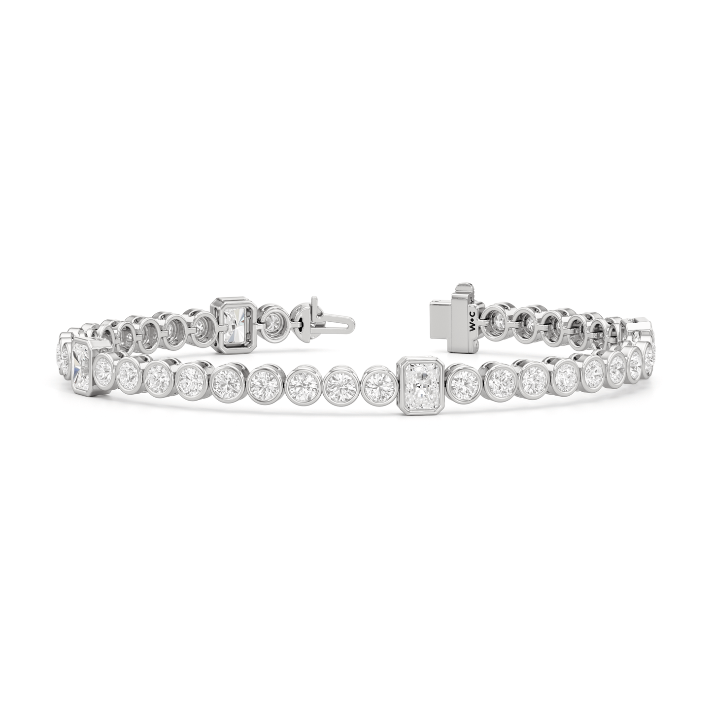 Stationed Radiant Bezel Set Tennis Bracelet - Lotus Diamond