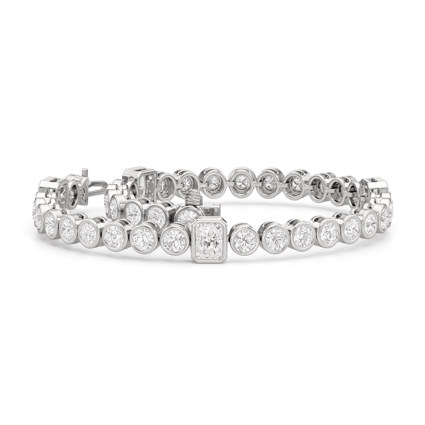 Stationed Radiant Bezel Set Tennis Bracelet - Lotus Diamond