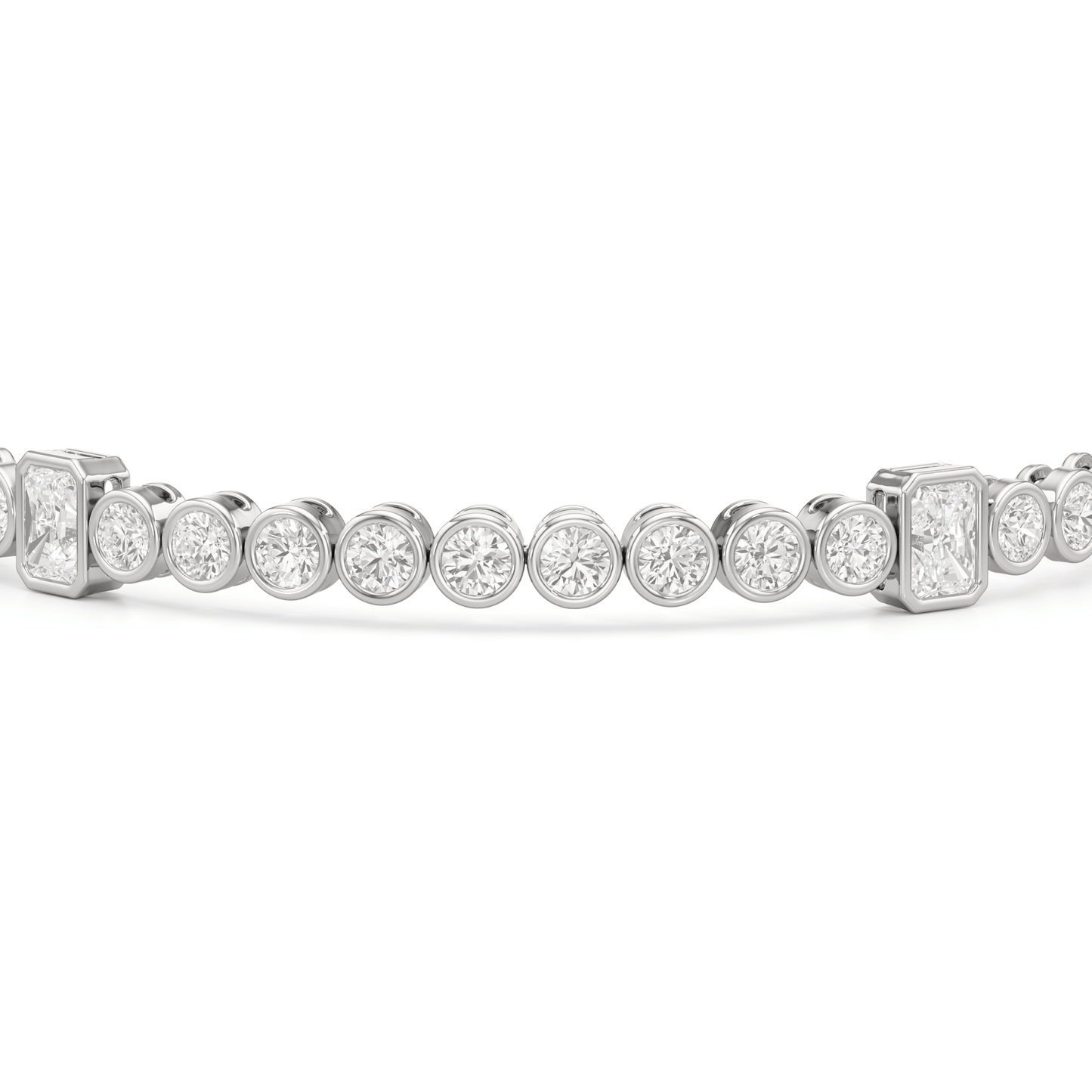 Stationed Radiant Bezel Set Tennis Bracelet - Lotus Diamond